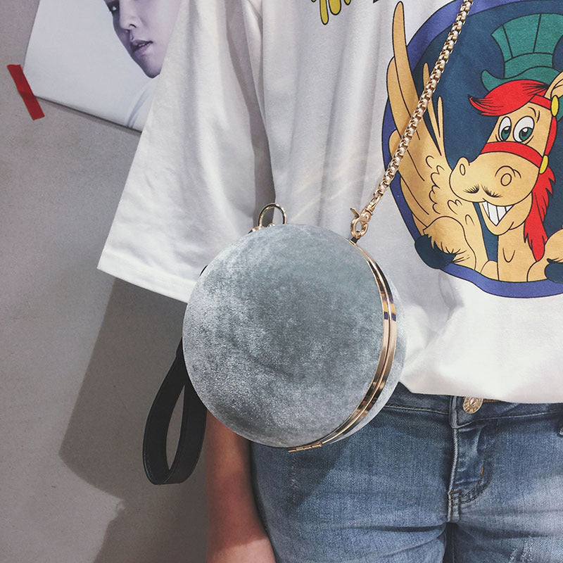 Velvet ball shoulder bag - Light grey