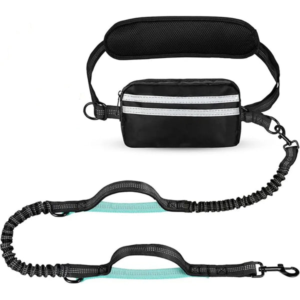 RunMate Reflective Hands-Free Dog Running Leash with Waist Belt & Storage Pouch