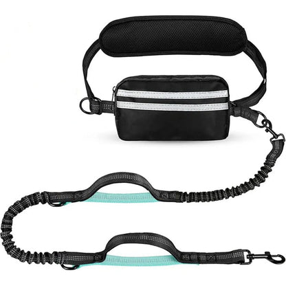 RunMate Reflective Hands-Free Dog Running Leash with Waist Belt & Storage Pouch