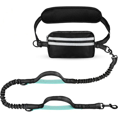 RunMate Reflective Hands-Free Dog Running Leash with Waist Belt & Storage Pouch