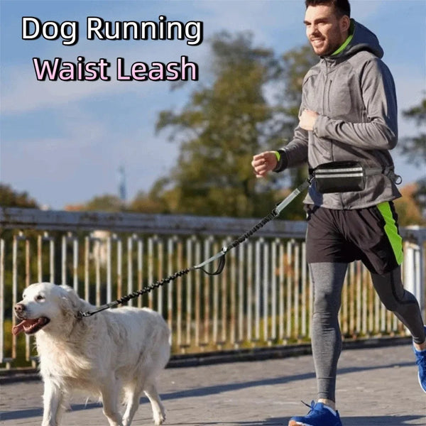 RunMate Reflective Hands-Free Dog Running Leash with Waist Belt & Storage Pouch