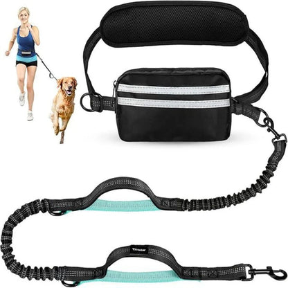 RunMate Reflective Hands-Free Dog Running Leash with Waist Belt & Storage Pouch
