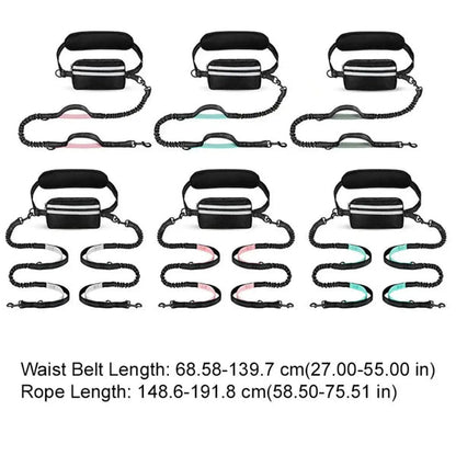 RunMate Reflective Hands-Free Dog Running Leash with Waist Belt & Storage Pouch