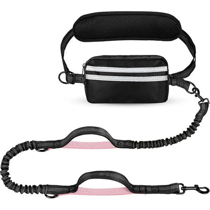 RunMate Reflective Hands-Free Dog Running Leash with Waist Belt & Storage Pouch