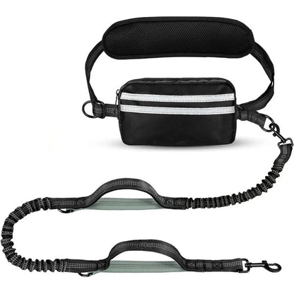 RunMate Reflective Hands-Free Dog Running Leash with Waist Belt & Storage Pouch